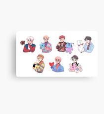 BTS with their BT21 friends!!! Metal Print