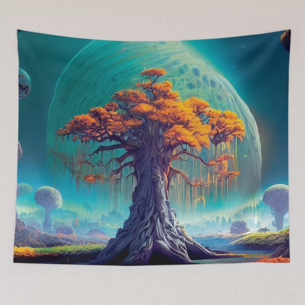 Item preview, a painting of a tree with yellow leaves designed and sold by DesignAtYO.