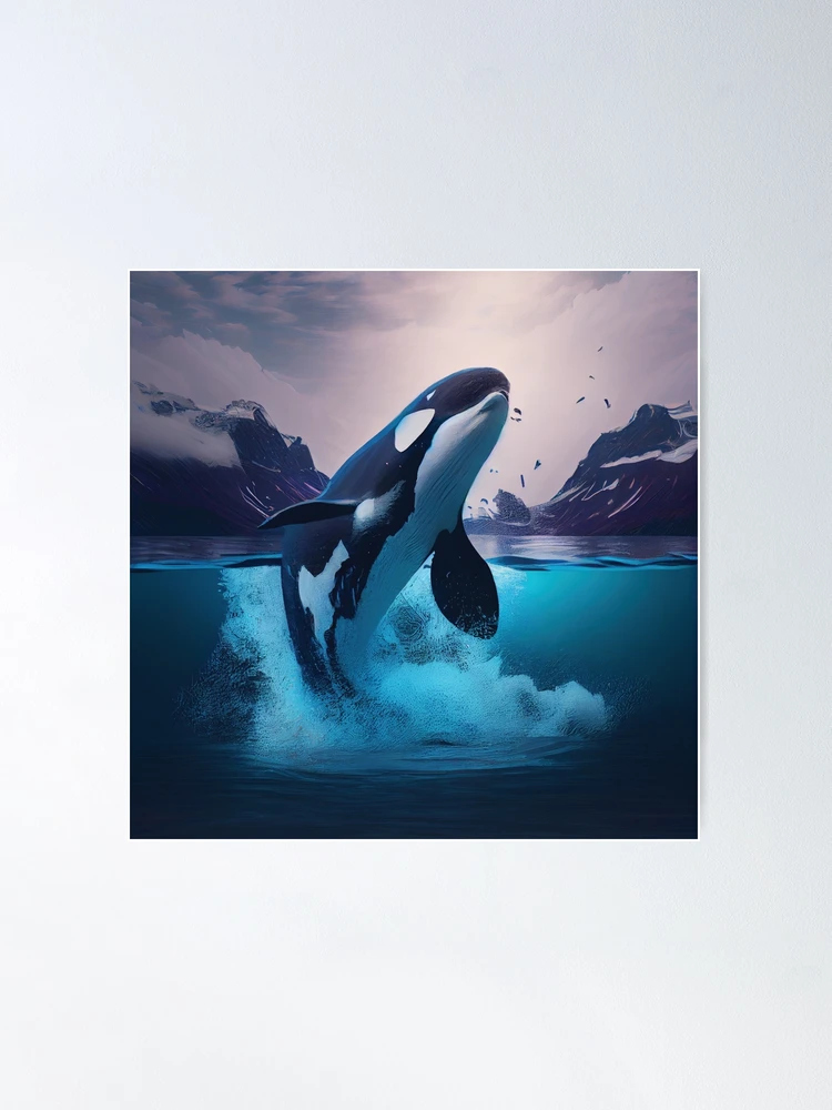 Surreal Aqua Orca Wall Art - BIG Wall Décor