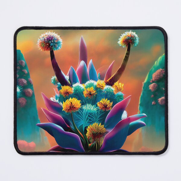 Item preview, a painting of a cactus with flowers in the foreground designed and sold by DesignAtYO.