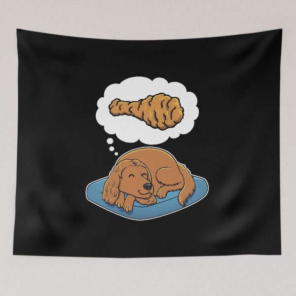 Aperçu de l'œuvre English Cocker Spaniel dreaming about Fried Chicken créée et vendue par DoggieDelights.