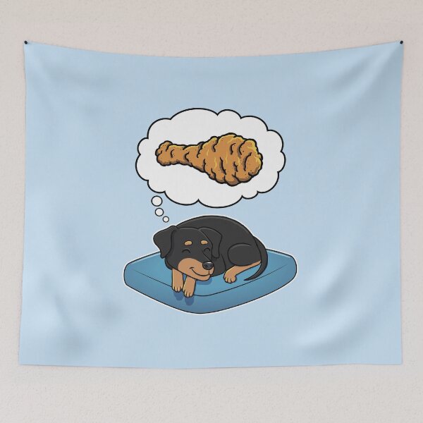 Item preview, Miniature Pinscher dreaming about Fried Chicken designed and sold by DoggieDelights.