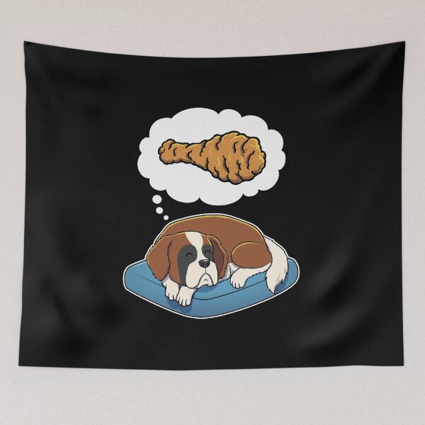 Item preview, St Bernard dreaming about Fried Chicken designed and sold by DoggieDelights.
