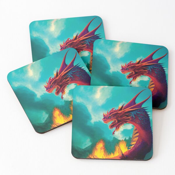 Item preview, a red dragon sitting on top of a fire designed and sold by DesignAtYO.