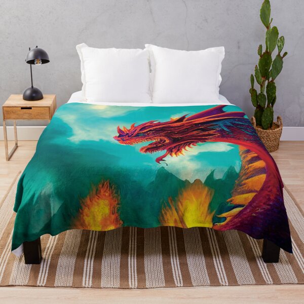 Item preview, a red dragon sitting on top of a fire designed and sold by DesignAtYO.