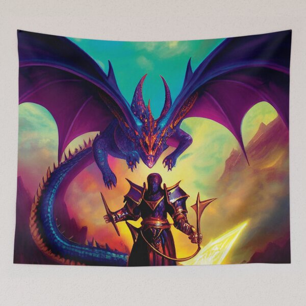 Item preview, a painting of a dragon with a sword designed and sold by DesignAtYO.
