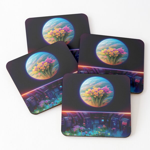 Item preview, a painting of a space station with flowers in the foreground designed and sold by DesignAtYO.