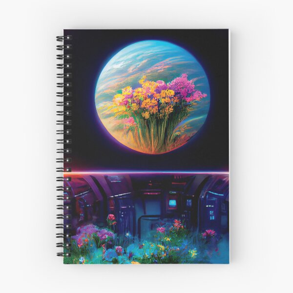 Item preview, a painting of a space station with flowers in the foreground designed and sold by DesignAtYO.