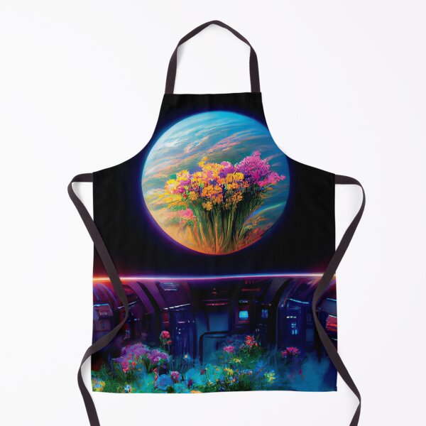 Item preview, a painting of a space station with flowers in the foreground designed and sold by DesignAtYO.