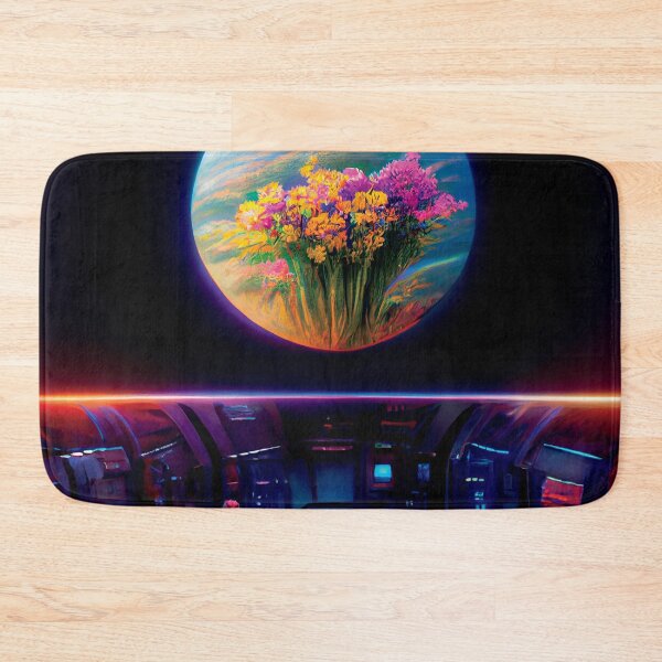 Item preview, a painting of a space station with flowers in the foreground designed and sold by DesignAtYO.