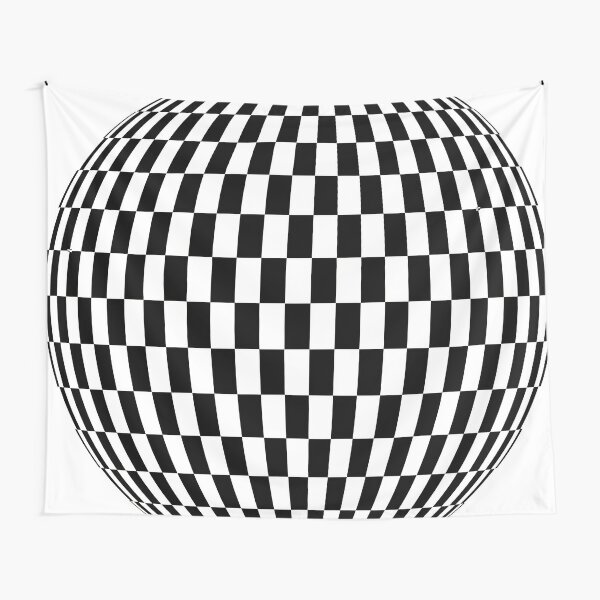 Ritual tambourine, shaman tambourine.  spherical Chessboard like the surface of the globe. Tapestry