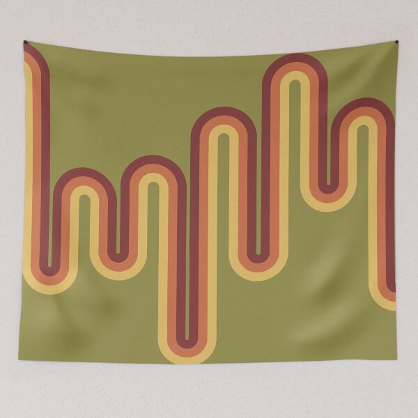 Item preview, Retro 70s Aesthetic Supergraphic Stripes in Red Yellow and Green designed and sold by MadfishDesigns.