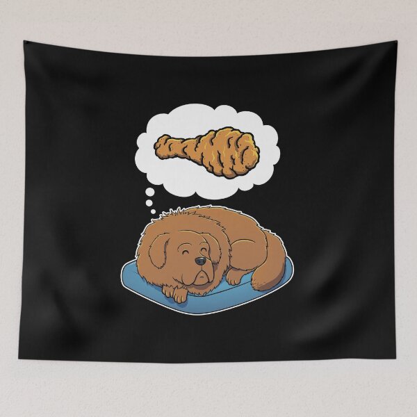 Item preview, Tibetan Mastiff dreaming about Fried Chicken designed and sold by DoggieDelights.