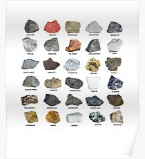 Edelsteine und Kristalle Ores und Mineralien Rock Collecting Chart Poster