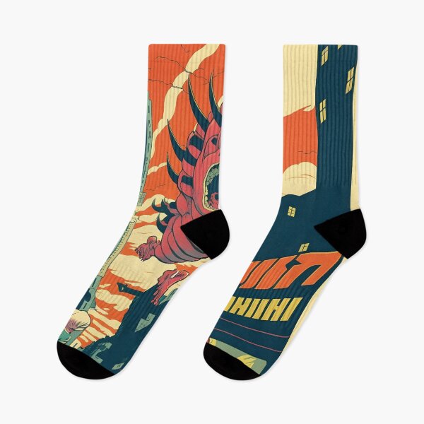 Item preview, Hungry Dragon Flies over City Fantastic Japanese Anime Retro 50s designed and sold by AIWanderer.