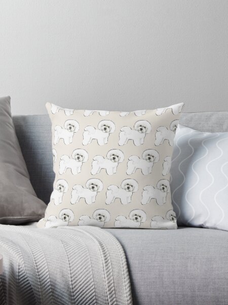 Bichon Frise on Cream Throw Pillow