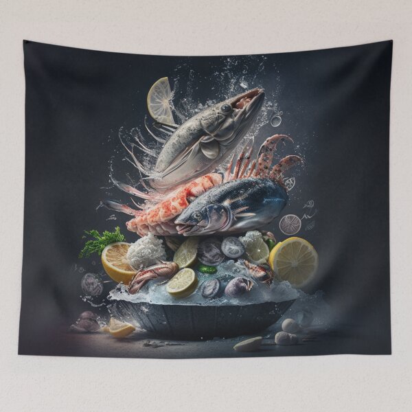 Item preview, Sinfonía de mariscos: un arte abstracto de la cocina cambiante designed and sold by DaniFantasy.