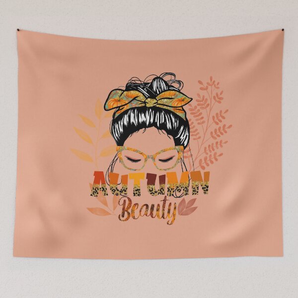 Item preview, Autumn beauty messy bun with pumpkin print headband designed and sold by CharlieCreates.
