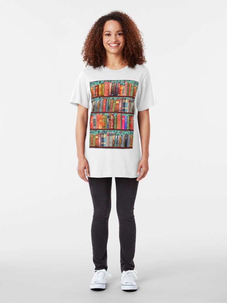 Alternate view of Christmas vintage books, holly Slim Fit T-Shirt