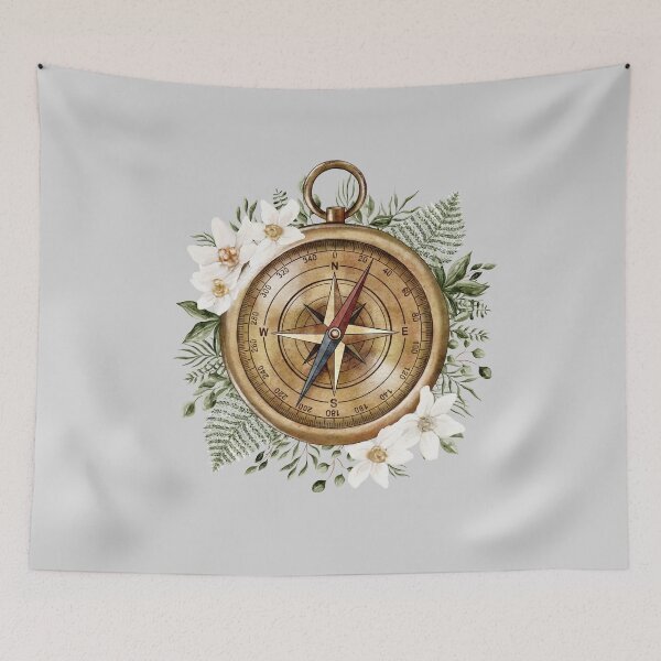 Item preview, Watercolor Floral Compass designed and sold by Nature Hues.