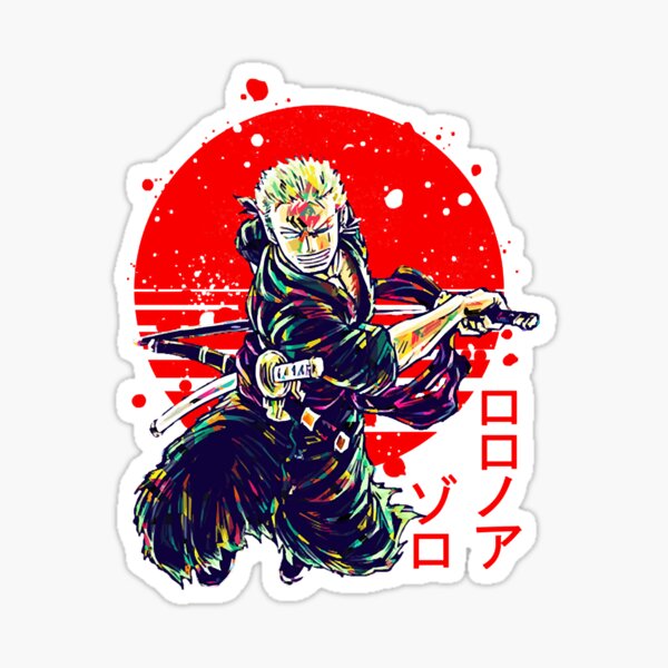 Roronoa Zoro Katanas Kawaii One Piece Weatherproof Anime Sticker 6