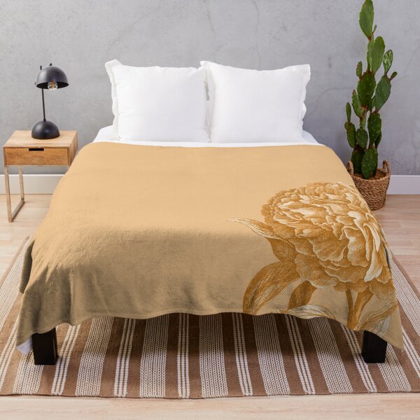 Item preview, Peony Flower Vintage Modern Floral Botanical Illustration in Buttercream Caramel designed and sold by kierkegaard.