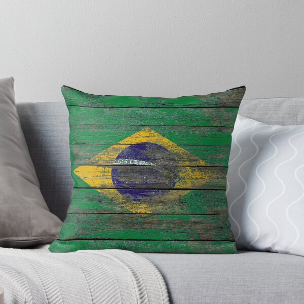 Item preview, Flag of Brazil on Rough Wood Boards Effect designed and sold by JeffBartels.