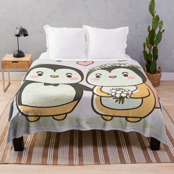 Item preview, kawaii cute penguin couple's wedding designed and sold by EmeraldeaArt.