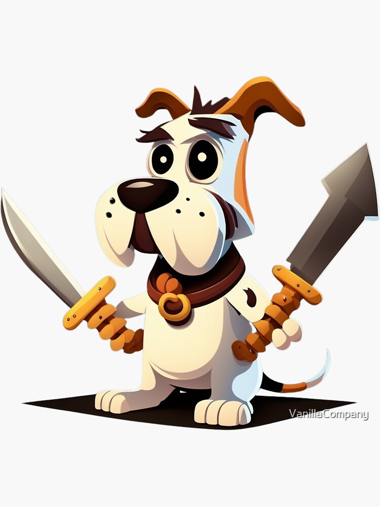 Dog With Knife And Sword | Sticker