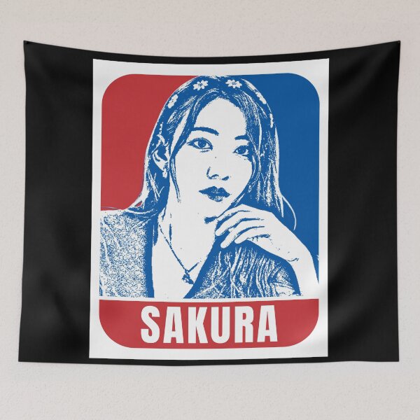 Item preview, LE SSERAFIM Sakura Sketch Silhouette Blue and Red designed and sold by AliffStudio.