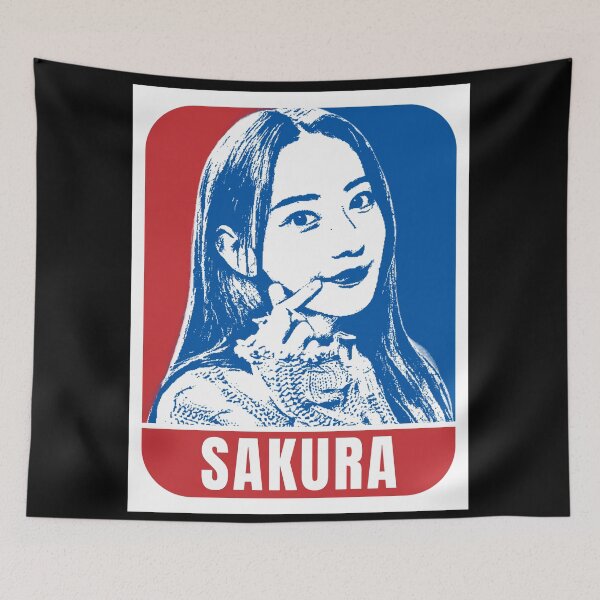 Item preview, LE SSERAFIM Sakura Sketch Silhouette Blue and Red designed and sold by AliffStudio.