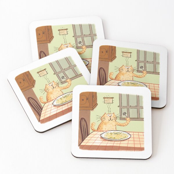 Item preview, Cat Eating Spaghetti designed and sold by okamitouch.