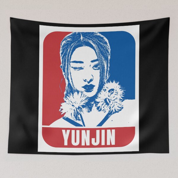 Item preview, LE SSERAFIM Yunjin Sketch Silhouette Blue and Red designed and sold by AliffStudio.