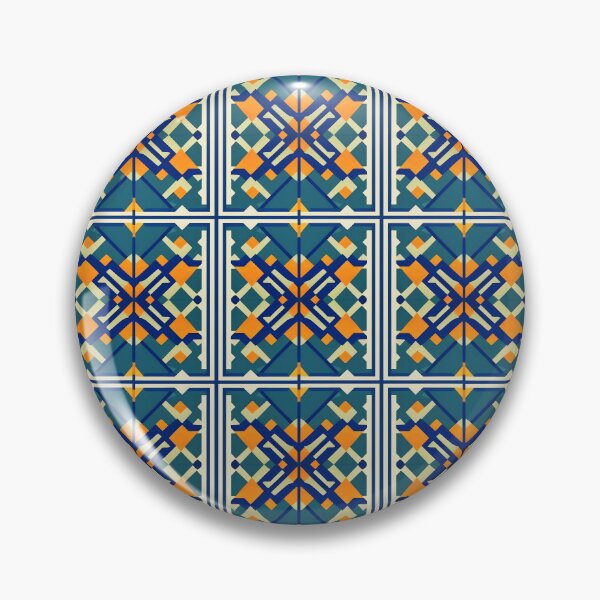 Item preview, Mcm 032 - abstract tile pattern - (orange, teal, blue and white) designed and sold by leartset.