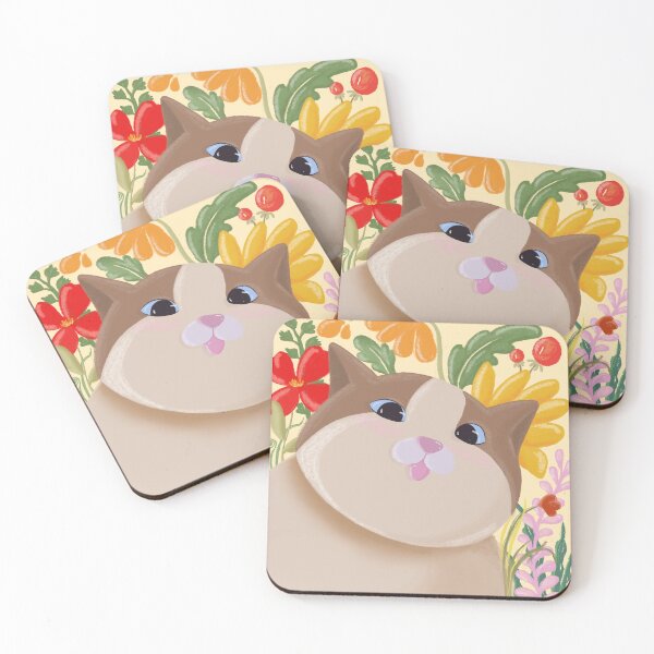 Item preview, cute fat cat in flower field designed and sold by kukkaihk.