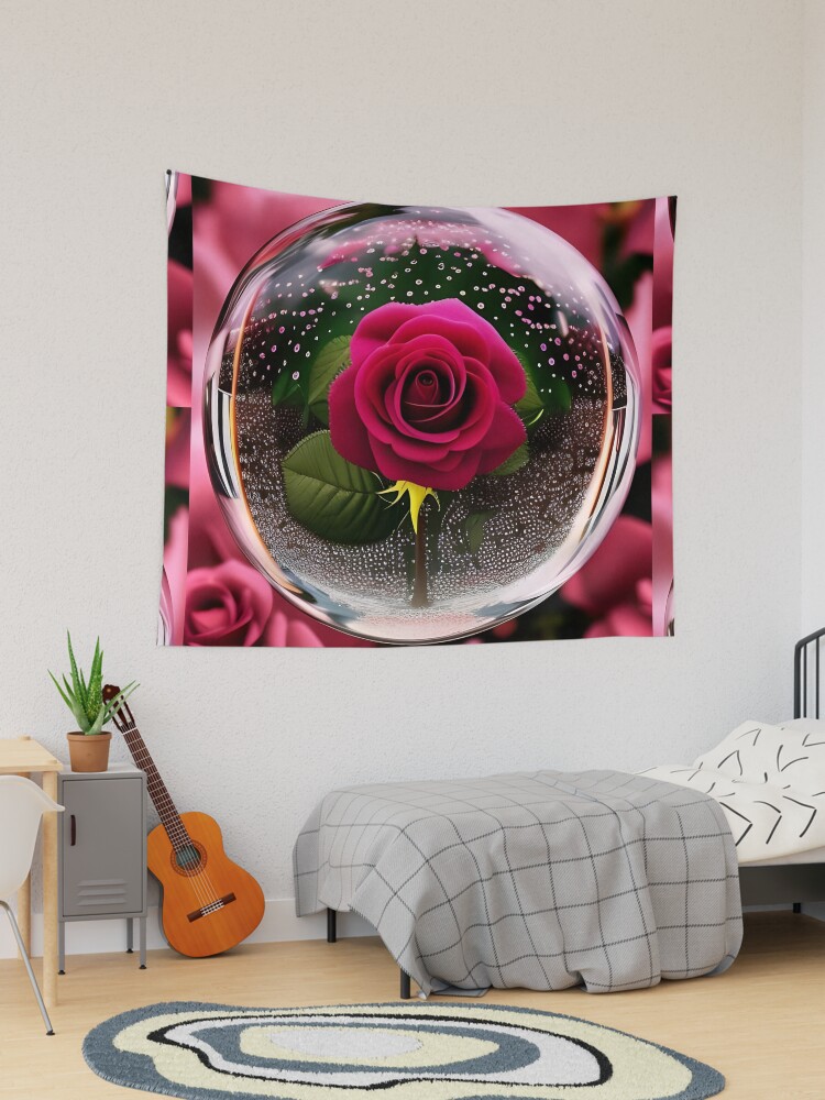 Rose in the glass ball Tapestry by FineArtworld7 Redbubble