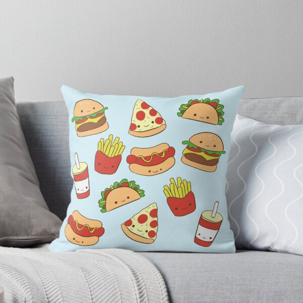 Item preview, Kawaii junk food pattern - pizza Hamburger fries tacos and hotdogs pack  designed and sold by Yarafantasyart.