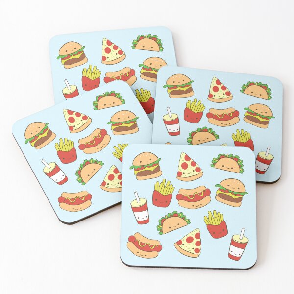 Item preview, Kawaii junk food pattern - pizza Hamburger fries tacos and hotdogs pack  designed and sold by Yarafantasyart.