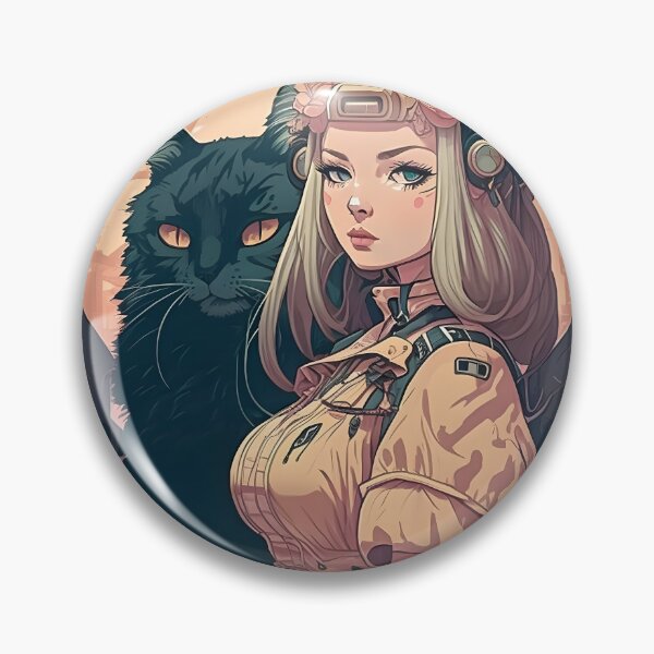Item preview, Girl and Cats Cyberpunk Romantic Japanese Anime designed and sold by AIWanderer.