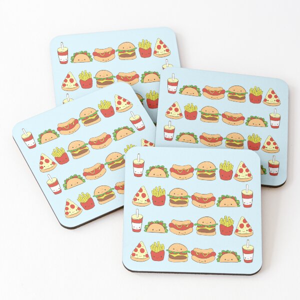 Item preview, Kawaii junk food pattern - pizza Hamburger fries tacos and hotdogs pack  designed and sold by Yarafantasyart.
