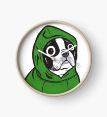 Boston Terrier Green Hoodie Clock
