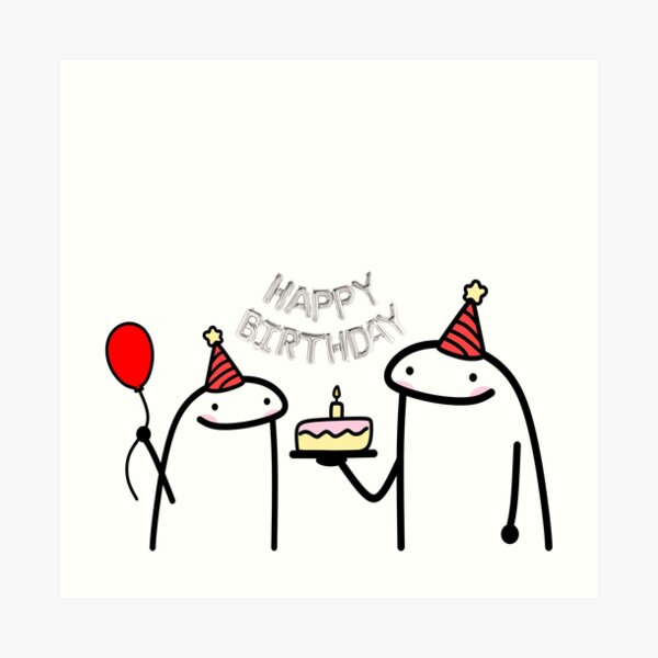 Birthday Flork Meme Balloon Cake Girl Stock Vector (Royalty Free