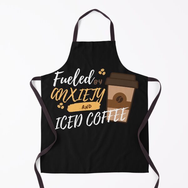 Artikelvorschau, Angetrieben von Eiskaffee und Angst-Trendtypografie mit Kaffeetassen-Schwarz-Weiß-T-Shirts entworfen und verkauft von gulnaz797.