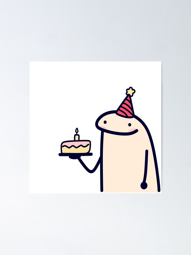 Flork cake Happy birthday meme Mounted Print for Sale by