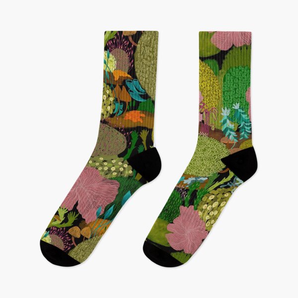 Item preview, Mosses lichens fungi mossy garden woodland toadstools designed and sold by Kimmygowland.