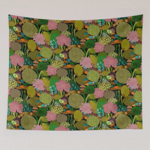 Item preview, Mosses lichens fungi mossy garden woodland toadstools designed and sold by Kimmygowland.