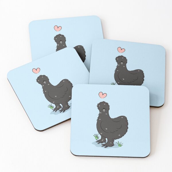 Item preview, LOVE Black Silkie Chicken - baby blue designed and sold by Lulupainting.