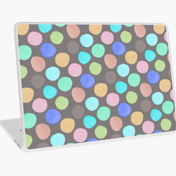 Watercolor Polka Dots on Taupe Laptop Skin