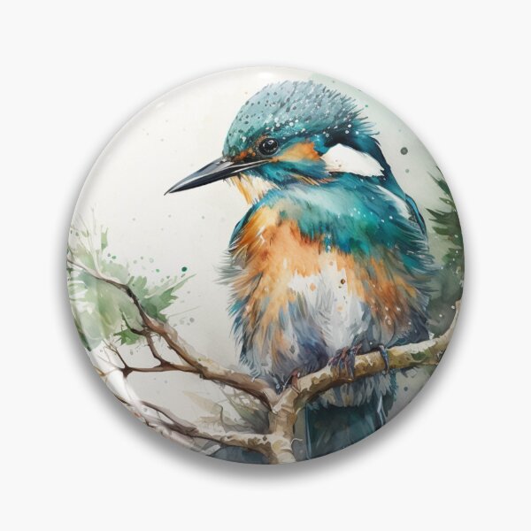 Artikelvorschau, Hübscher blauer Vogel, der in einem Baum sitzt - Aquarell Künstlerisches Aquarell entworfen und verkauft von JoshiexJames.