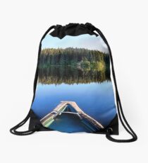 Canoeing on Lonely Lake Drawstring Bag